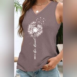 “Be Kind” Women's Eggplant V-Neck T-Shirt Tank Top Sleeveless Medium 8/10